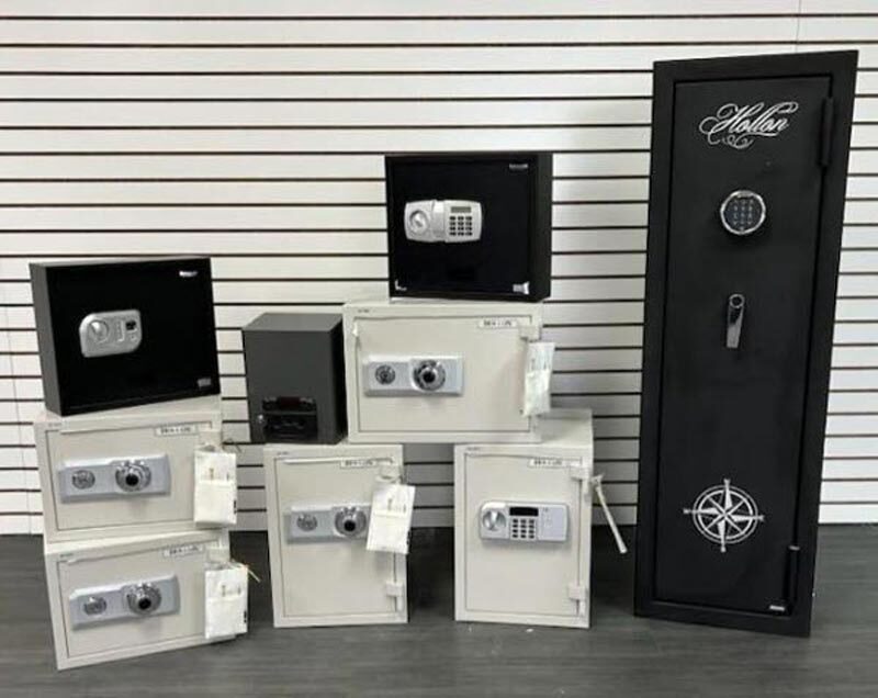Safes on display at the Ivey Locksmith and Security storefront